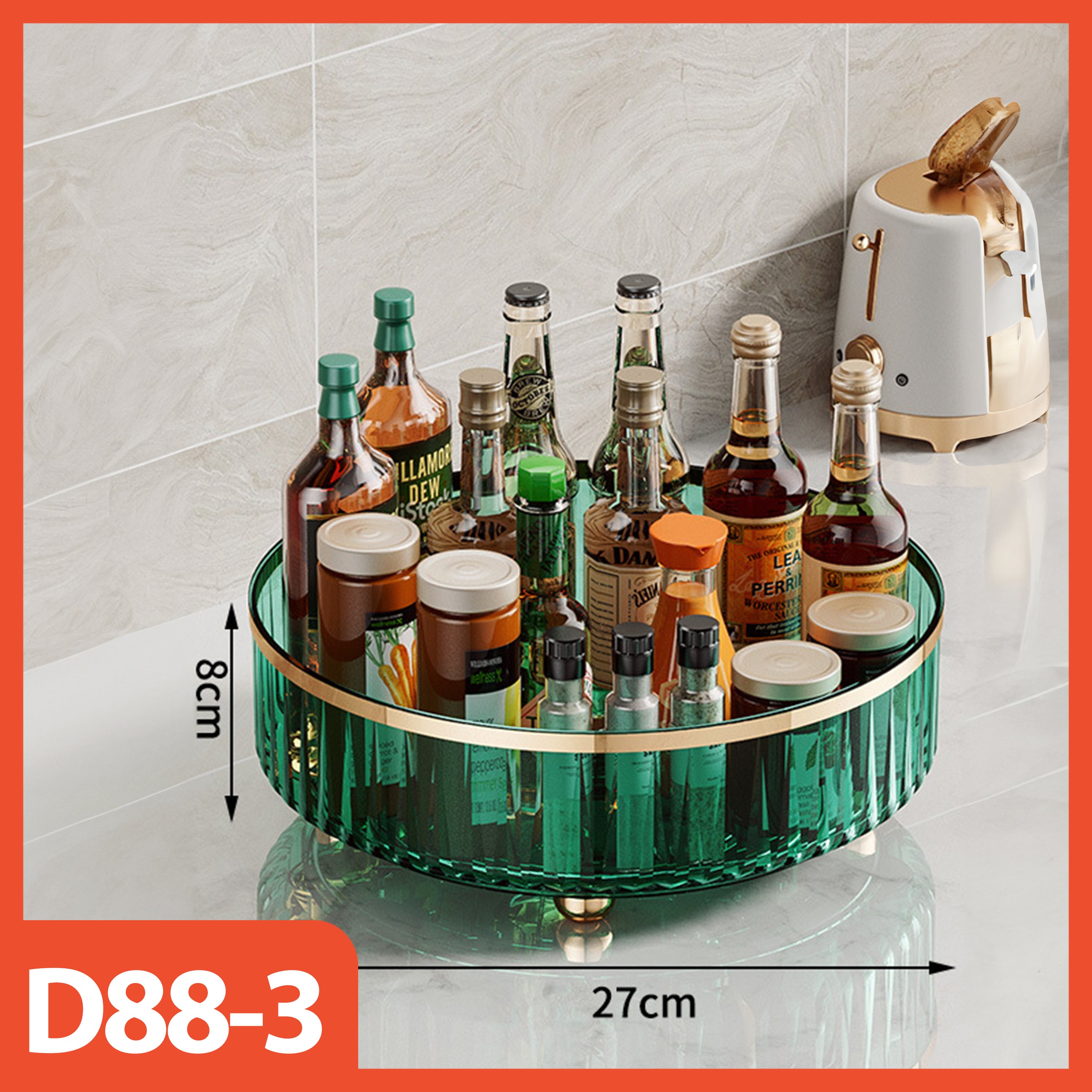 Hoptech - Rak Buah / Snack Putar / Rak Bumbu Putar Transparan / Kitchen Rack Organizer/Rak Serbaguna