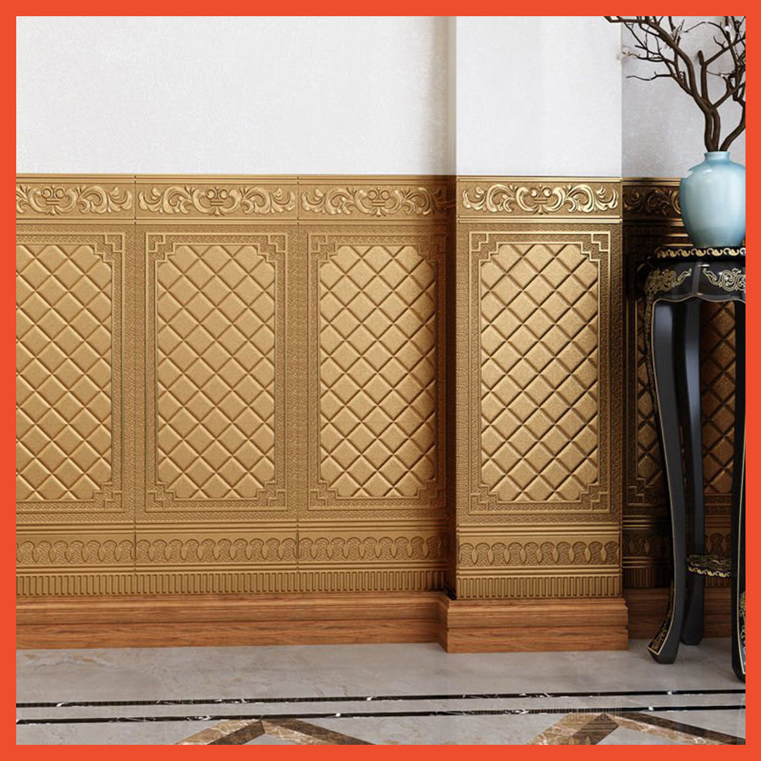 3D Wall Paper with Teak Door motif, size 70x90 cm, 5mm thick, Self Adhesive