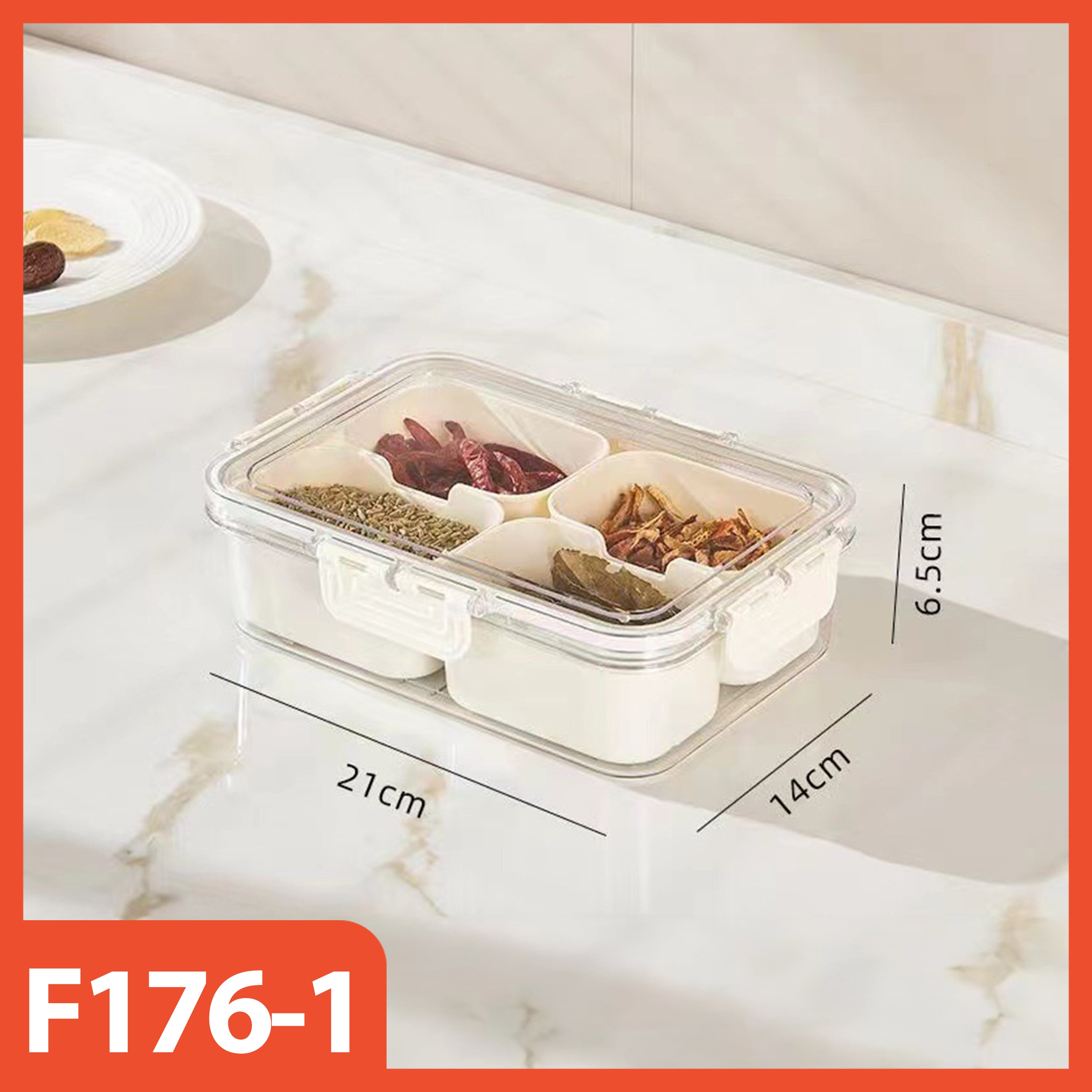 Hoptech - Food Container 4/8 Grid Snack Storage Box Airtight Refrigerator Container