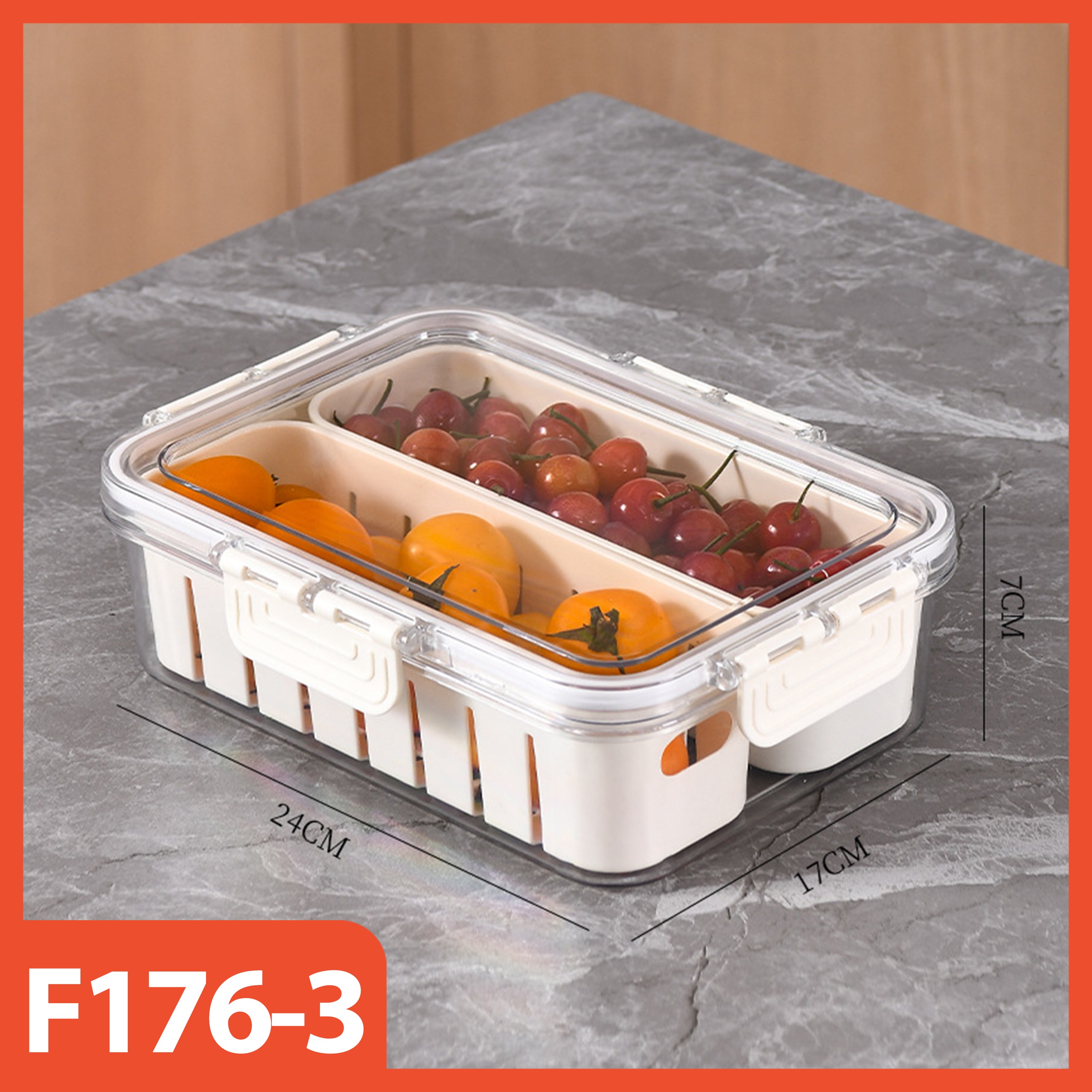 Hoptech - Food Container 4/8 Grid Snack Storage Box Airtight Refrigerator Container