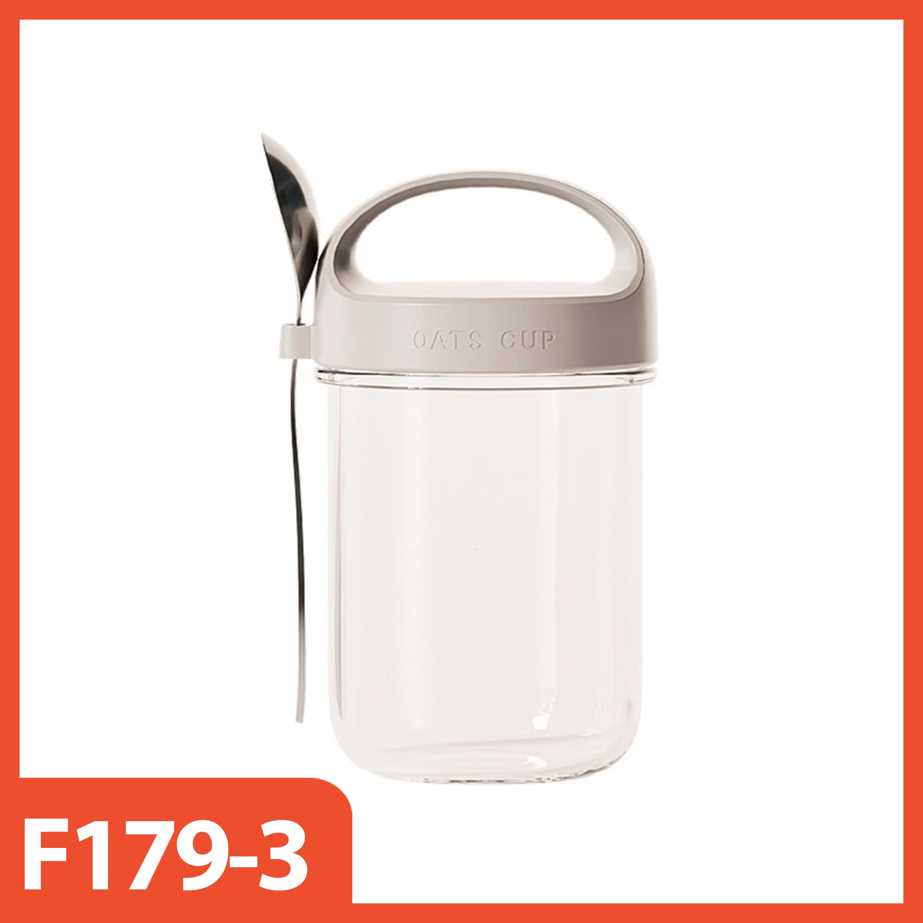 HOPTECH - 350ml Oatmeal Glass Cup with Spill-Proof Lid, Free Stainless Steel Spoon, Glass Cup, Salad Mug