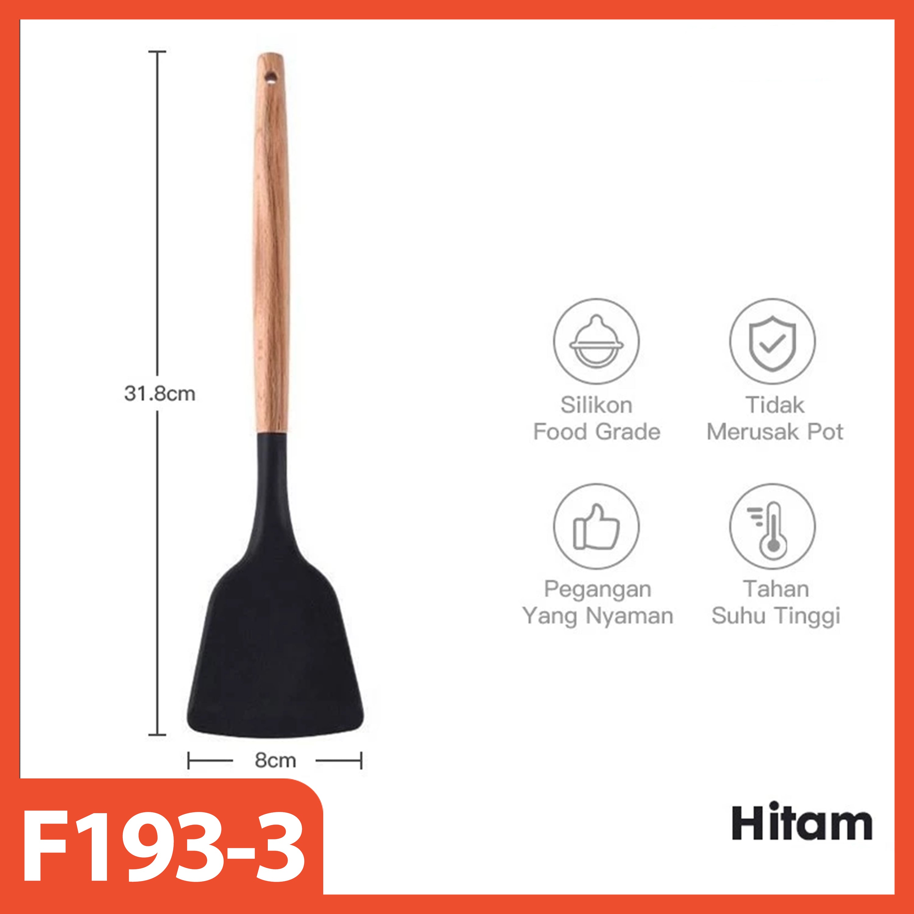 HOPTECH - Silicone Spatula Utensil with Wooden Handle, Multi-Colored Sodet, Heat Resistant, Non-Stick Kitchen Set