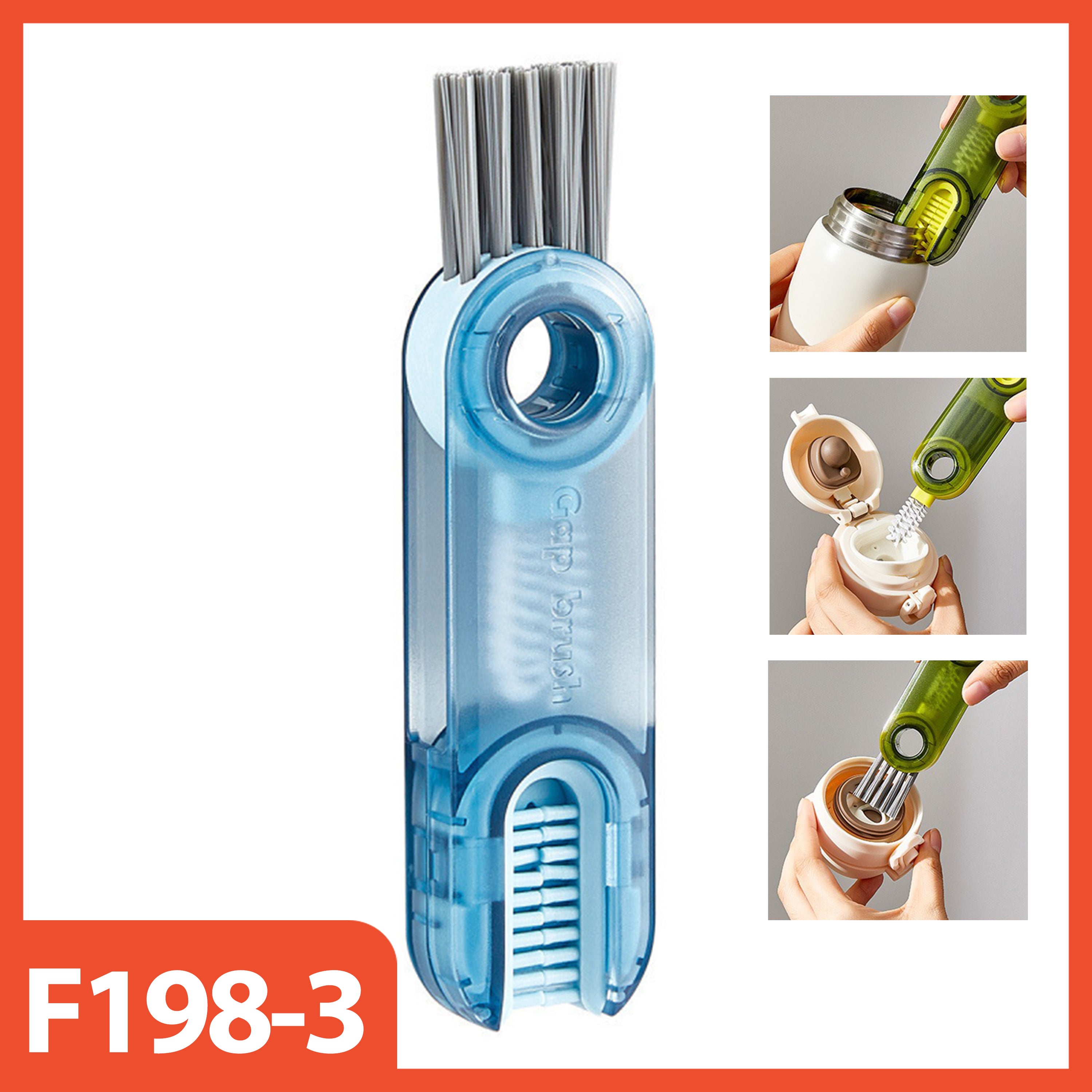HOPTEC - 3-in-1 Silicone Cup Brush | Baby Milk Bottle Brush | 3-in-1 Multifunction Brush | Cup Corner Cleaning Brush