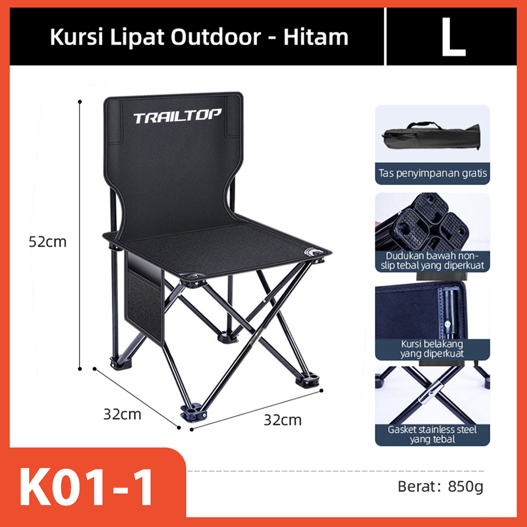 Hoptech-Kursi Lipat Serbaguna Outdoor Portable | Kursi Camping Tebal Tahan Aus | Folding Chair 120kg