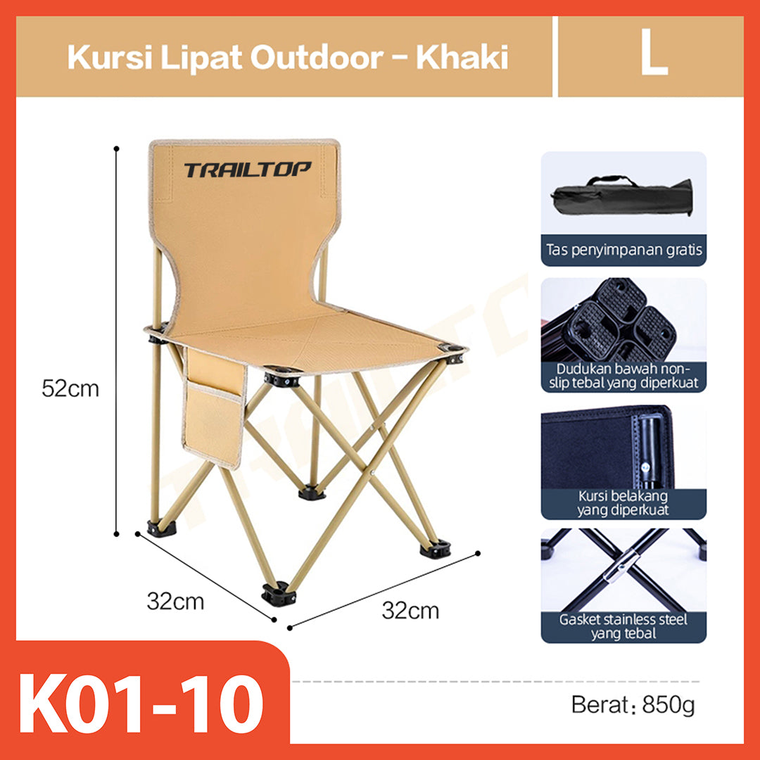 Hoptech-Kursi Lipat Serbaguna Outdoor Portable | Kursi Camping Tebal Tahan Aus | Folding Chair 120kg