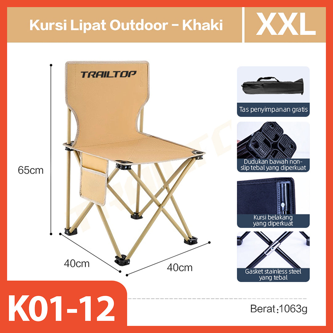 Hoptech-Kursi Lipat Serbaguna Outdoor Portable | Kursi Camping Tebal Tahan Aus | Folding Chair 120kg