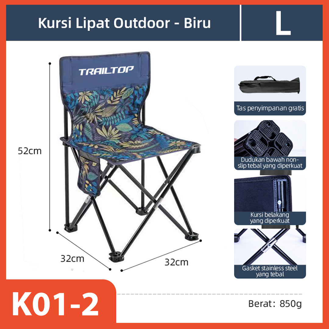 Hoptech-Kursi Lipat Serbaguna Outdoor Portable | Kursi Camping Tebal Tahan Aus | Folding Chair 120kg