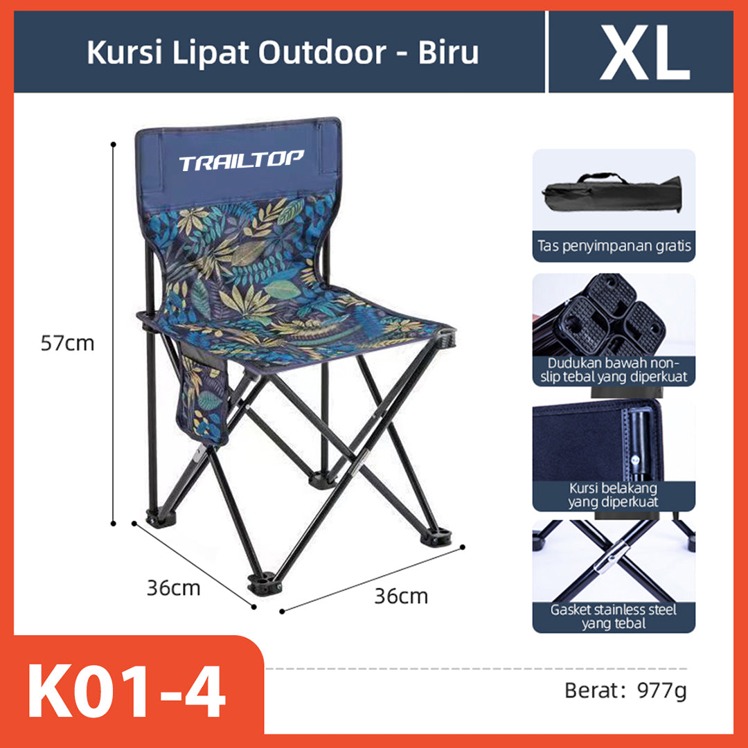 Hoptech-Kursi Lipat Serbaguna Outdoor Portable | Kursi Camping Tebal Tahan Aus | Folding Chair 120kg