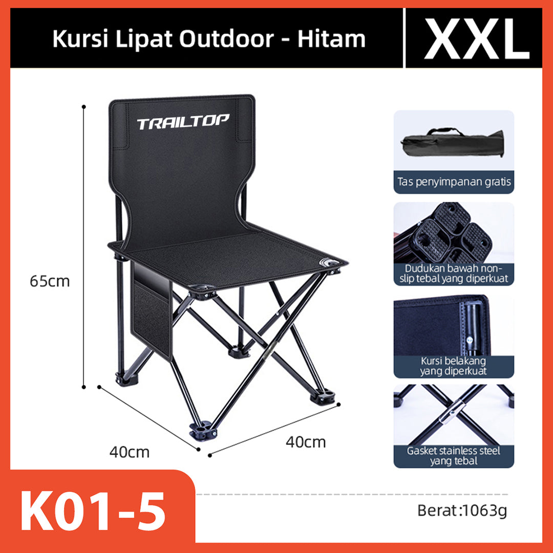 Hoptech-Kursi Lipat Serbaguna Outdoor Portable | Kursi Camping Tebal Tahan Aus | Folding Chair 120kg