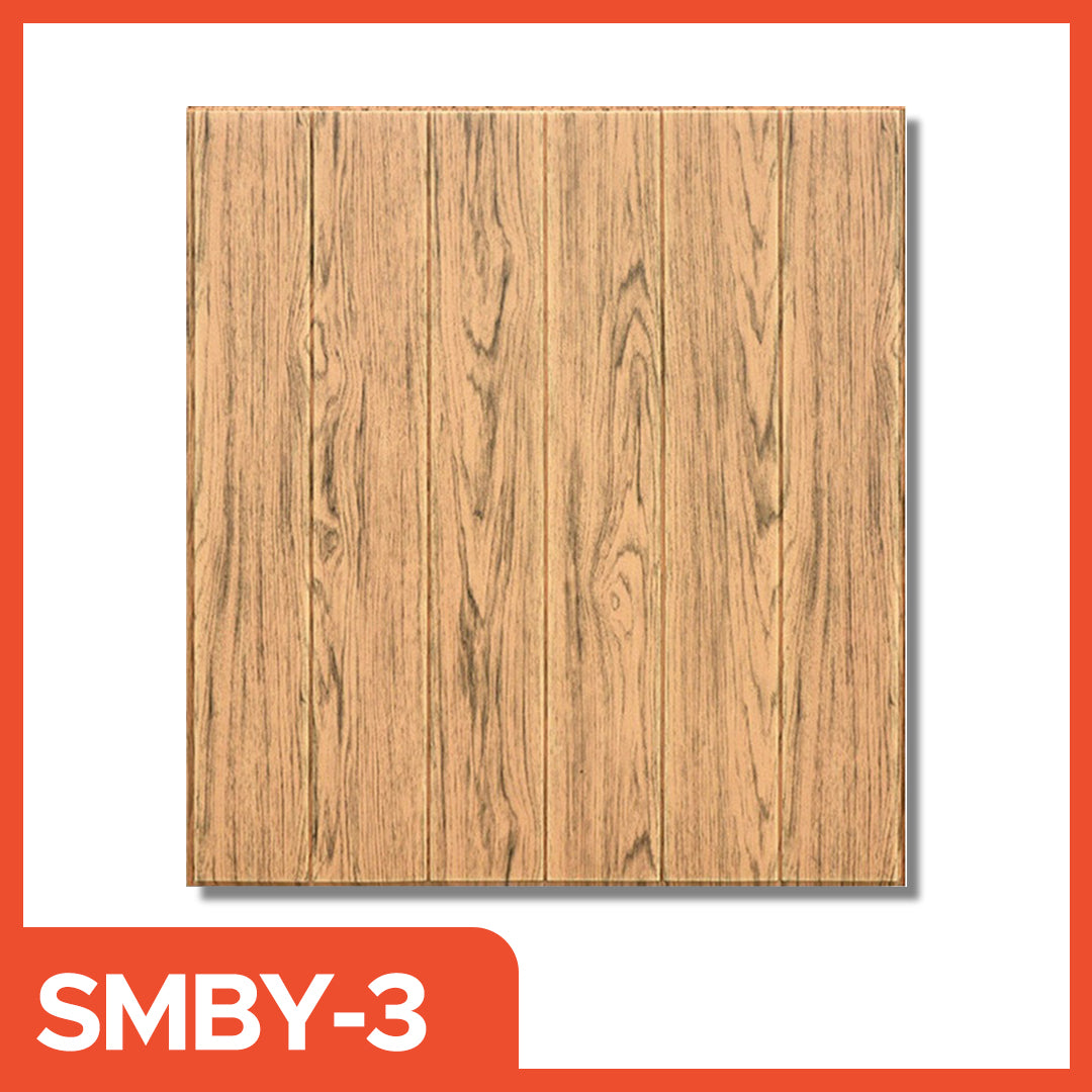 Wallpaper Dinding 3D Foam Motif Kayu ukuran 70x70 CM Self Adhesive 3D Timbul kertas stiker