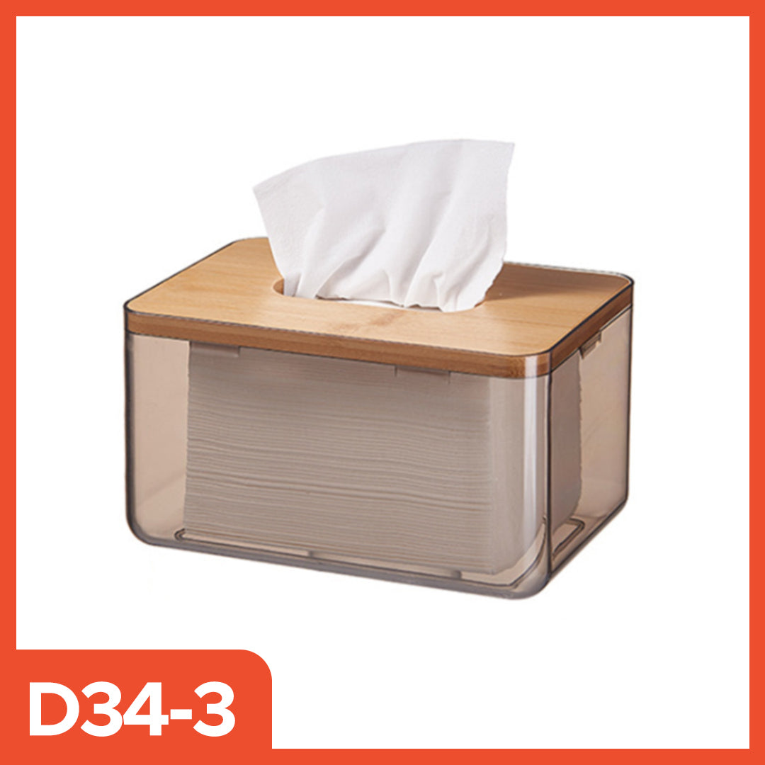Kotak Tisu Aesthetic Transparan Kayu Modern untuk Kamar Mandi & Dapur Organizer Tisu
