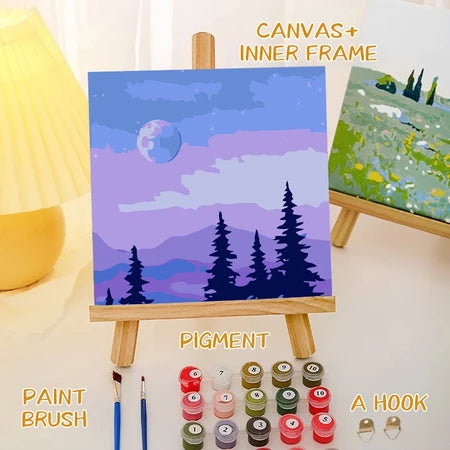HOPTECH-Paint By Number 20x20cm Canvas Painting DIY Digital Painting Kit With Complete Painting Tools 1 Package