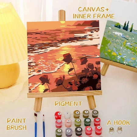 HOPTECH-Paint By Number 20x20cm Canvas Painting DIY Digital Painting Kit With Complete Painting Tools 1 Package