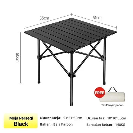 Hoptech Meja Lipat Outdoor Tebal Dan Tahan Aus Meja Camping Lipat Kuat Menahan Beban