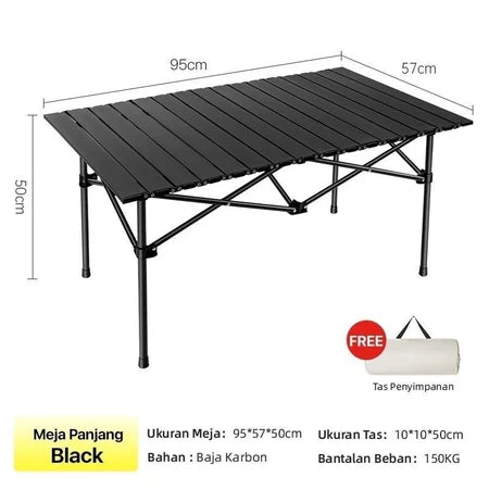Hoptech Meja Lipat Outdoor Tebal Dan Tahan Aus Meja Camping Lipat Kuat Menahan Beban