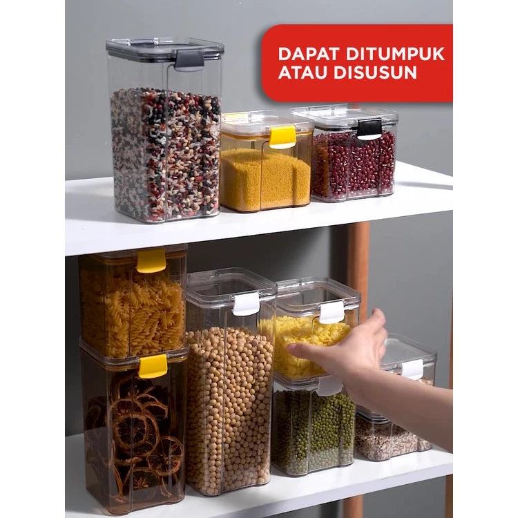 Hoptech - Toples Snack Kedap Udara Bening Kontainer Makanan Cereal Food Storage Jar 1800ml