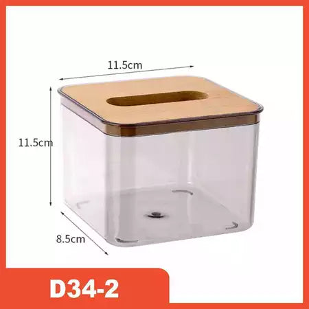 Kotak Tisu Aesthetic Transparan Kayu Modern untuk Kamar Mandi & Dapur Organizer Tisu