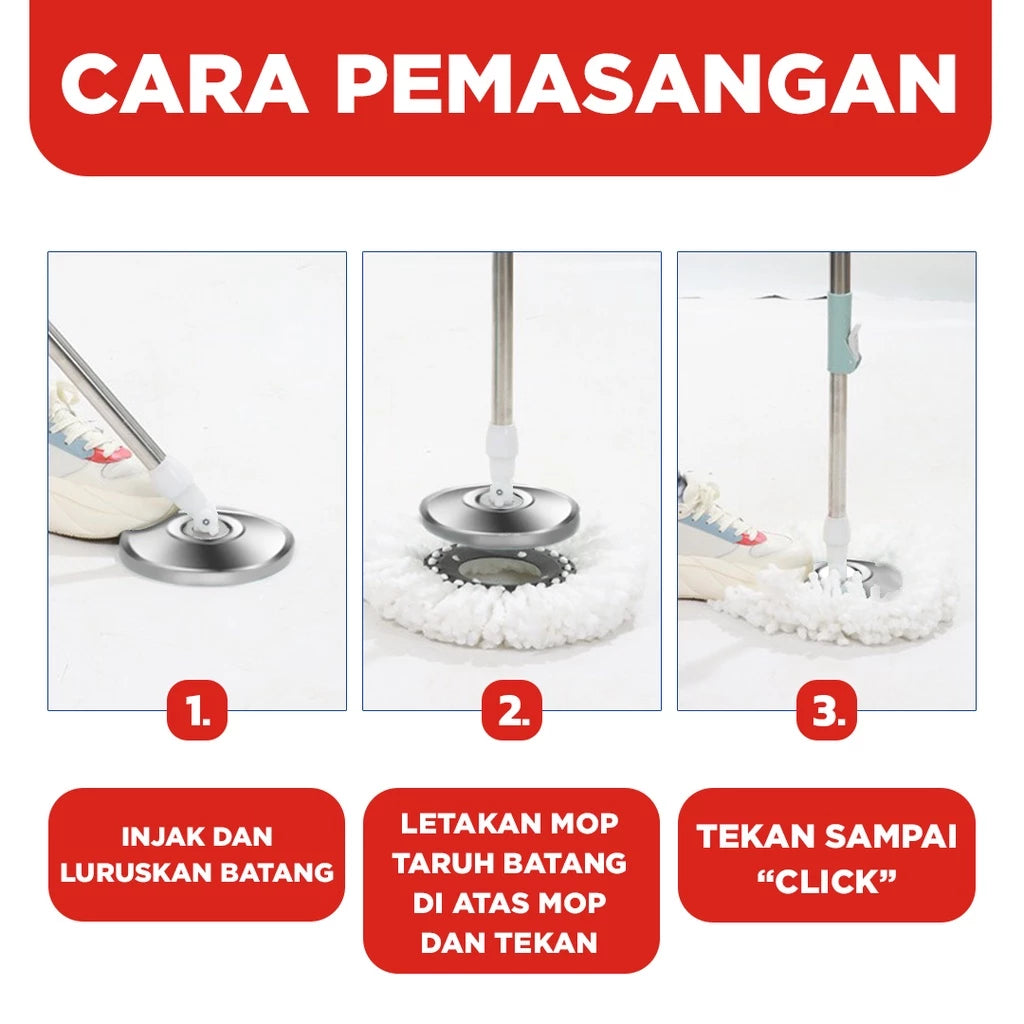 Hoptech - ALAT PEL LANTAI MOP DENGAN ROL PRAKTIS KAIN PEL PUTAR SPIN MOP 6L BUCKET ULTRA MOP