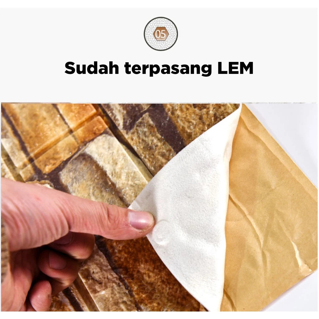 Hoptech - Wallpaper Dinding 3D bata / wallpaper 3D Foam 77x70cm teban 4.5mm High Quality