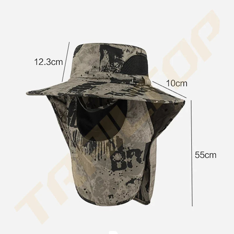 Hoptech Topi Gunung Topi Visor Lipat Pinggiran Lebar Anti UV Topi Mancing Bernapas