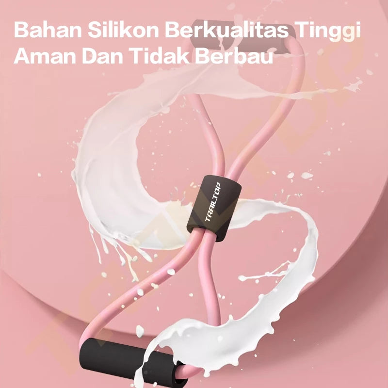 Resistance band hoptech pink bahan silikon berkualitas tinggi, aman, dan tidak berbau, ideal untuk latihan fitness.