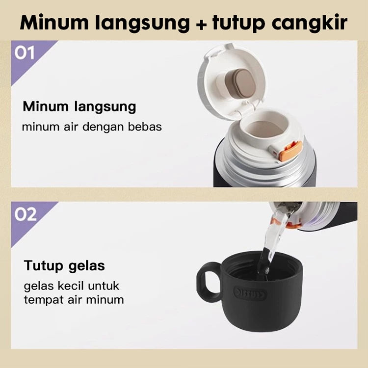 Hoptech - Premium 316 Stainless Steel Thermos 500ml | Keeps Hot & Cold for >8 Hours | Spill-Proof Drinking Bottle