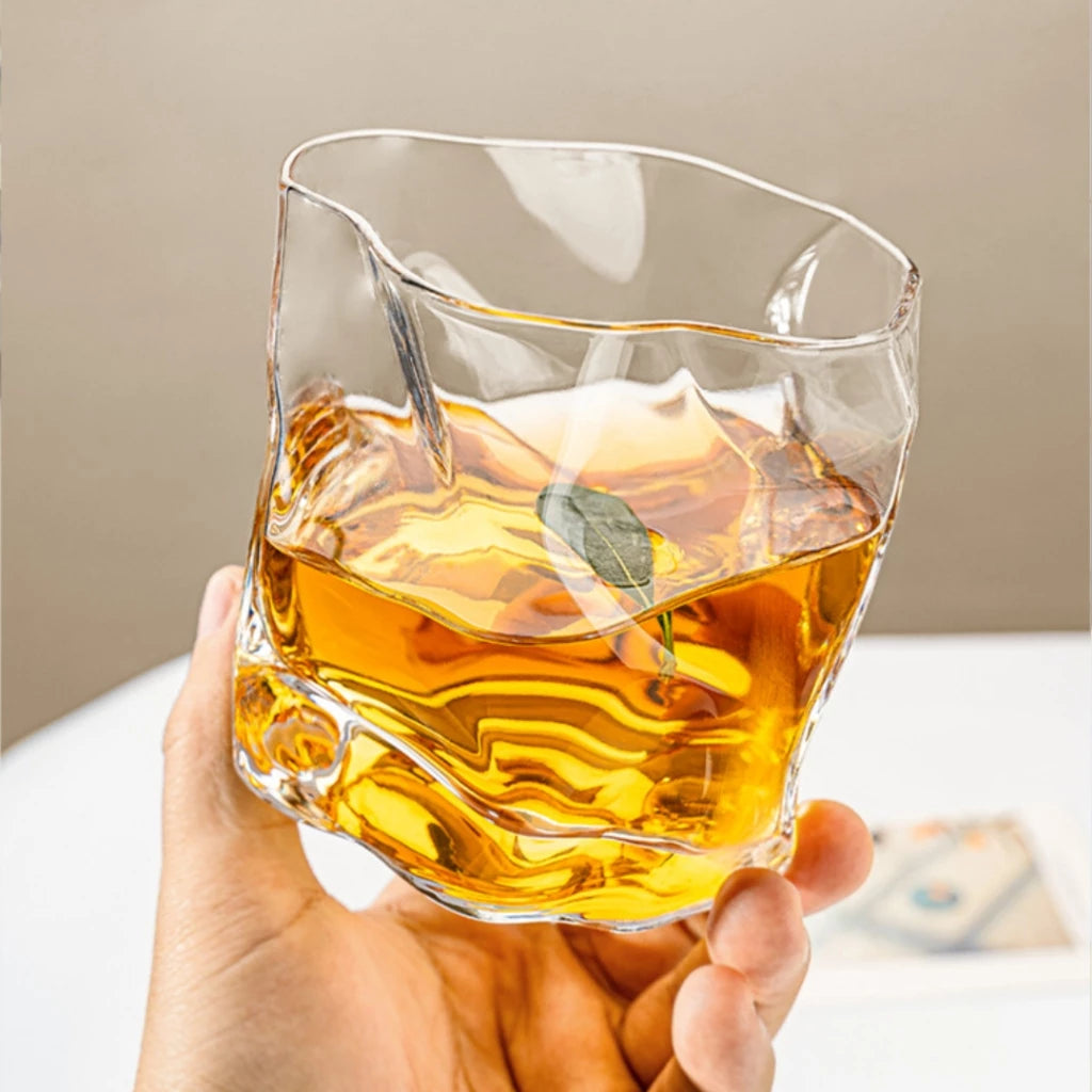 Hoptech - 180ml Japanese-Style Aesthetic Glass Cup | Unique Drinking Glass Abstract Glass Cup