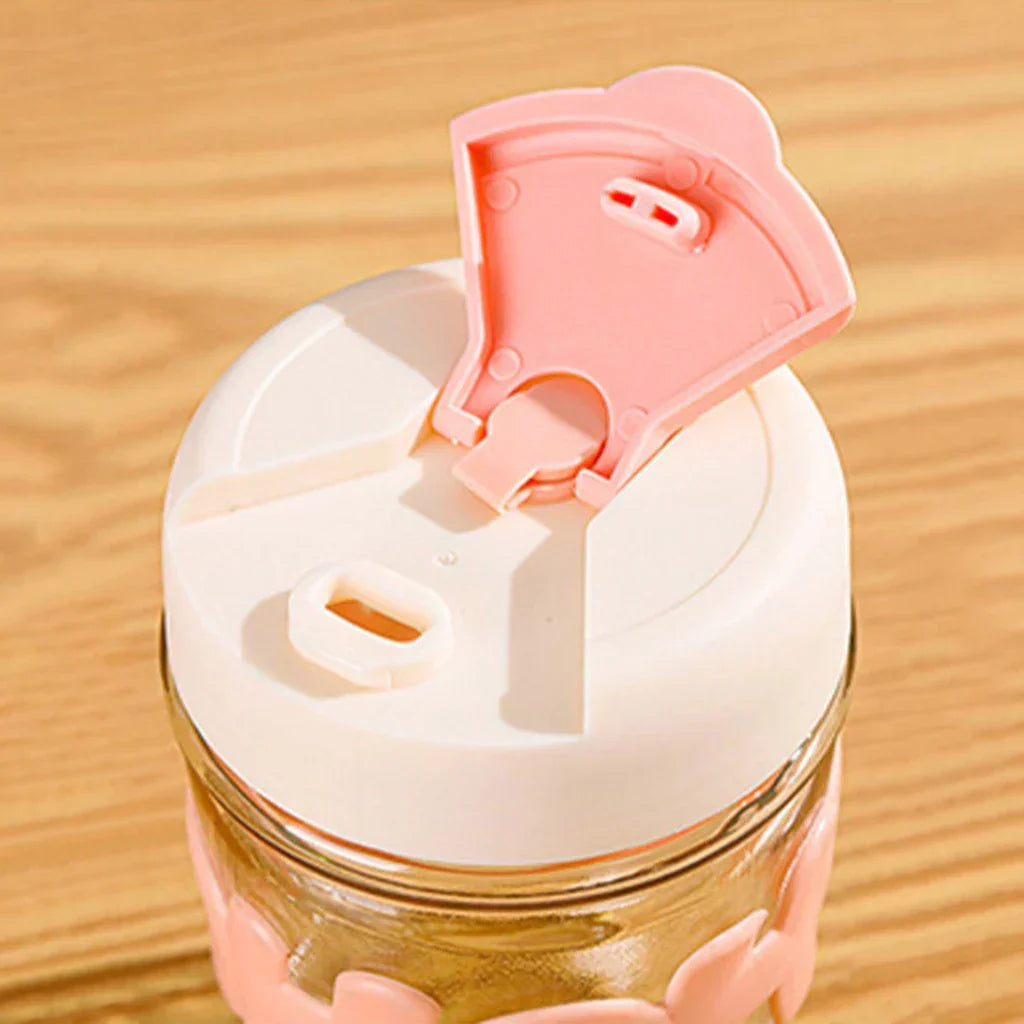 Hoptech - Tumblr Gelas Kaca Gelas Kopi 350 ML Aesthetic Cup dengan Sedotan Kaca