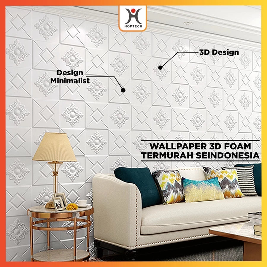 Hoptech - Wallpaper Dinding 3D Foam Motif Bata 70x77cm | Dekorasi Kamar Estetik & Murah