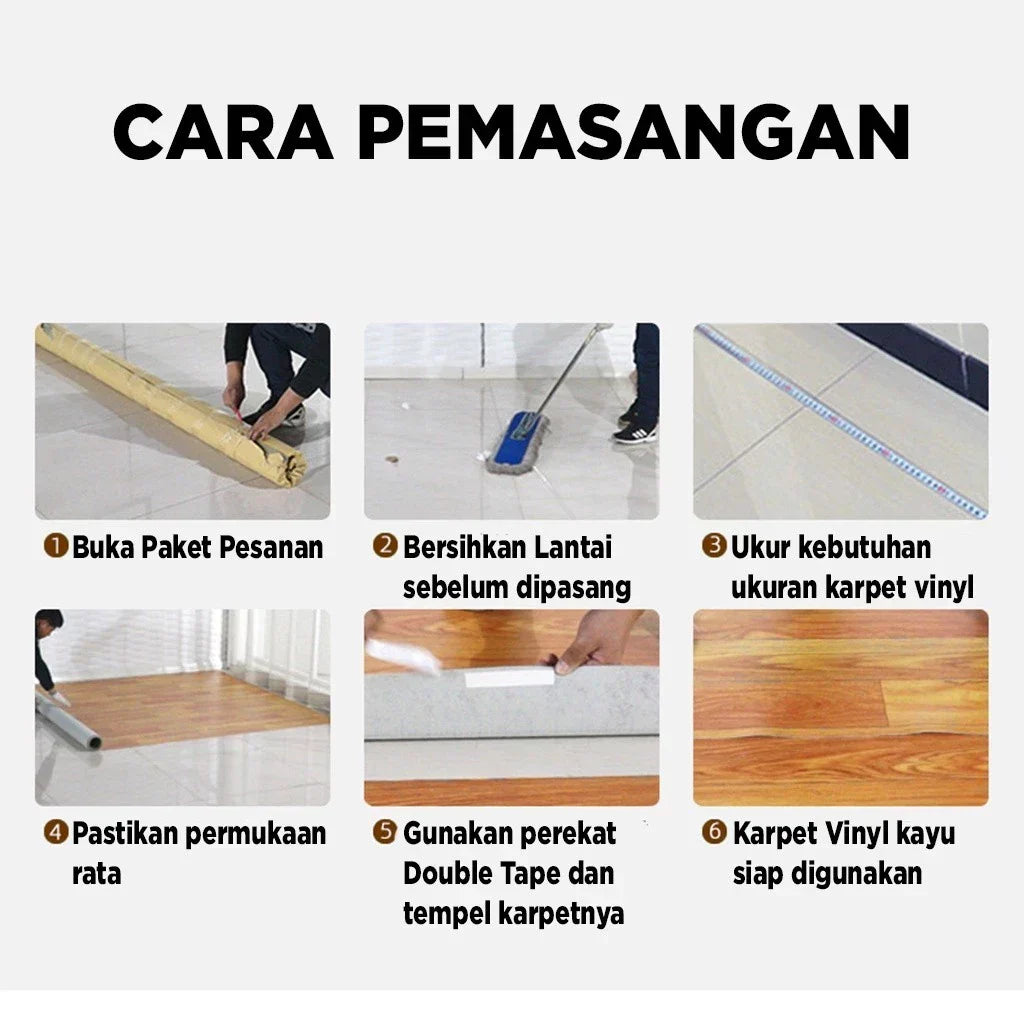 Hoptech - Karpet Lantai Vinyl Roll Ketebalan 0.7mm Dekorasi Lantai 1 x 1 Meter KLV-H
