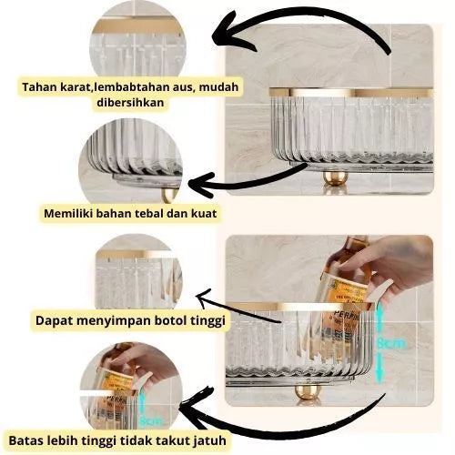 Hoptech - Rak Buah / Snack Putar / Rak Bumbu Putar Transparan / Kitchen Rack Organizer/Rak Serbaguna