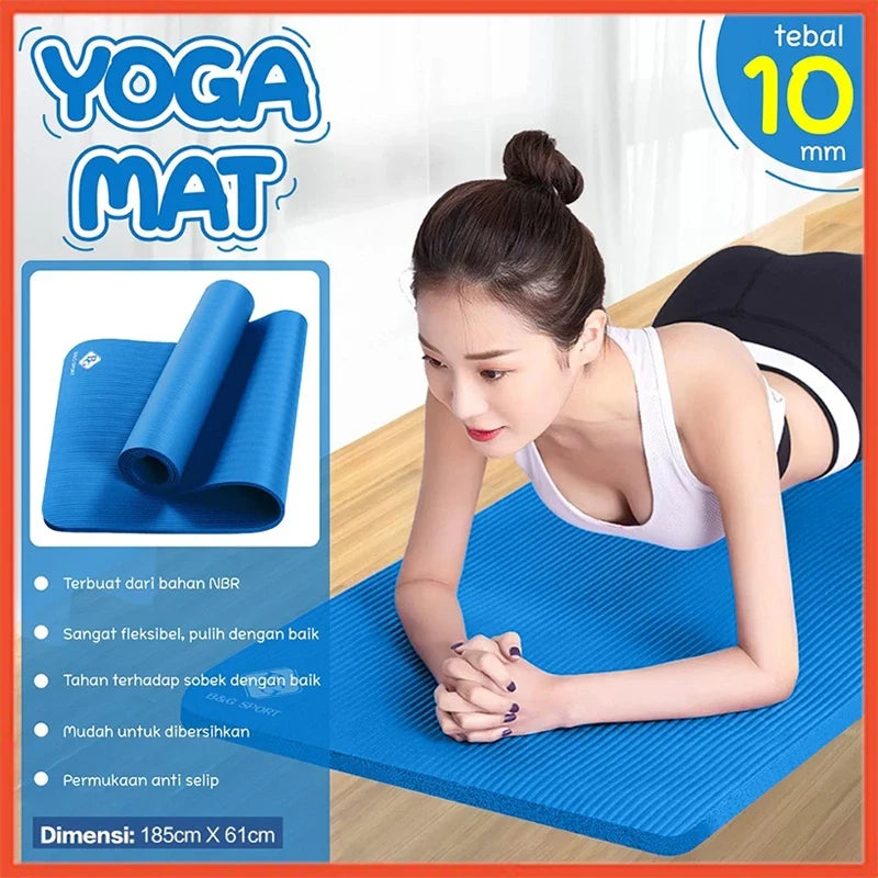 Hoptech - Matras Olahraga NBR Yoga Mats Anti Slip Tebal Premium & Pilates Mats | Gym Mats