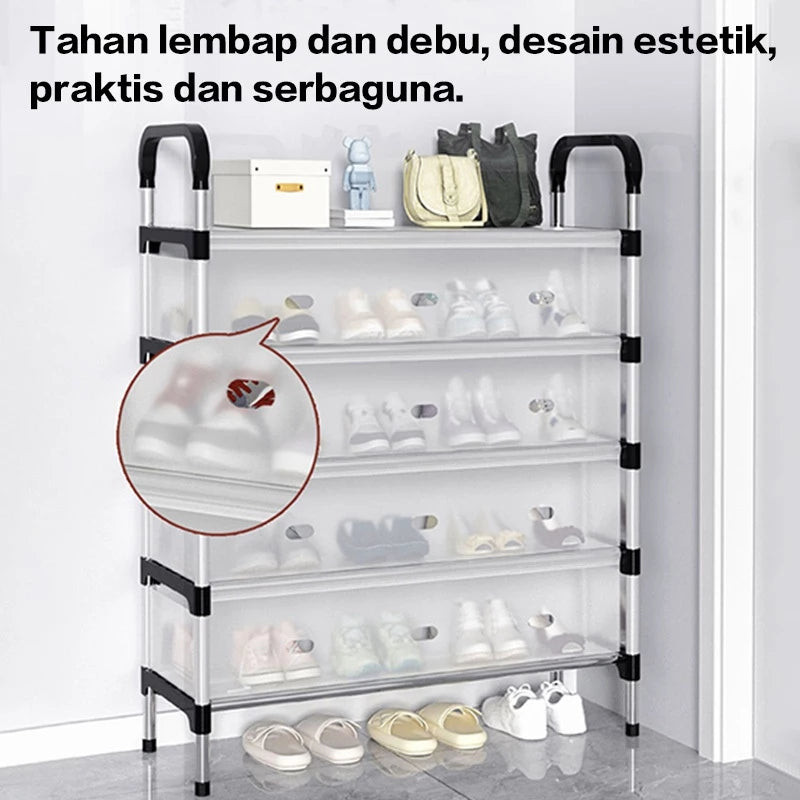Hoptech - 3-6 Tier Dustproof Closed Shoe Rack Made of Sturdy Steel | Multipurpose Aesthetic Shoe Rack