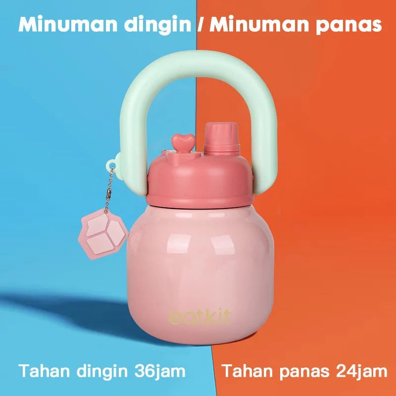 HOPTECH - Vacuum Thermos Stainless Steel 650ml Botol Minum Tahan Panas Tumbler Handle Linlin Tritan