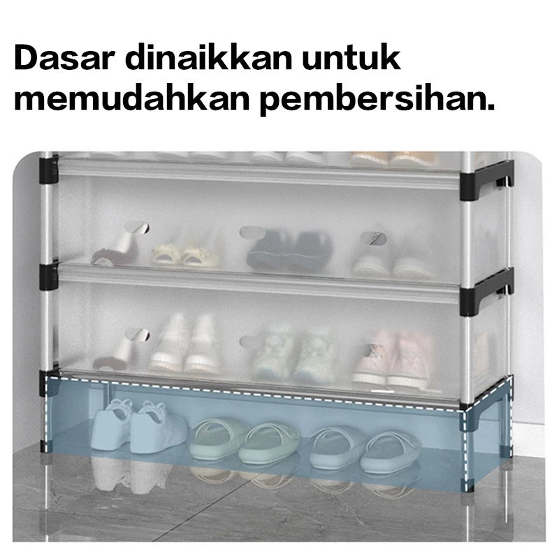 Hoptech - 3-6 Tier Dustproof Closed Shoe Rack Made of Sturdy Steel | Multipurpose Aesthetic Shoe Rack