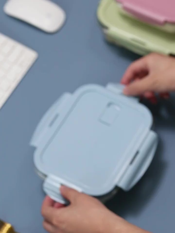 HOPTECH - THICK GLASS LUNCH BOX | HEAT-RESISTANT GLASS LUNCH BOX WITH LID | BPA FREE AND FOOD GRADE