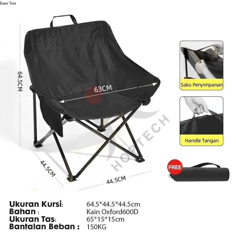 Kursi Lipat Sandaran Tinggi Dengan Sandaran Kepala Busa Kursi Camping Kuat/Lebar/Tebal Beban 150kg Outdoor Furniture Besi