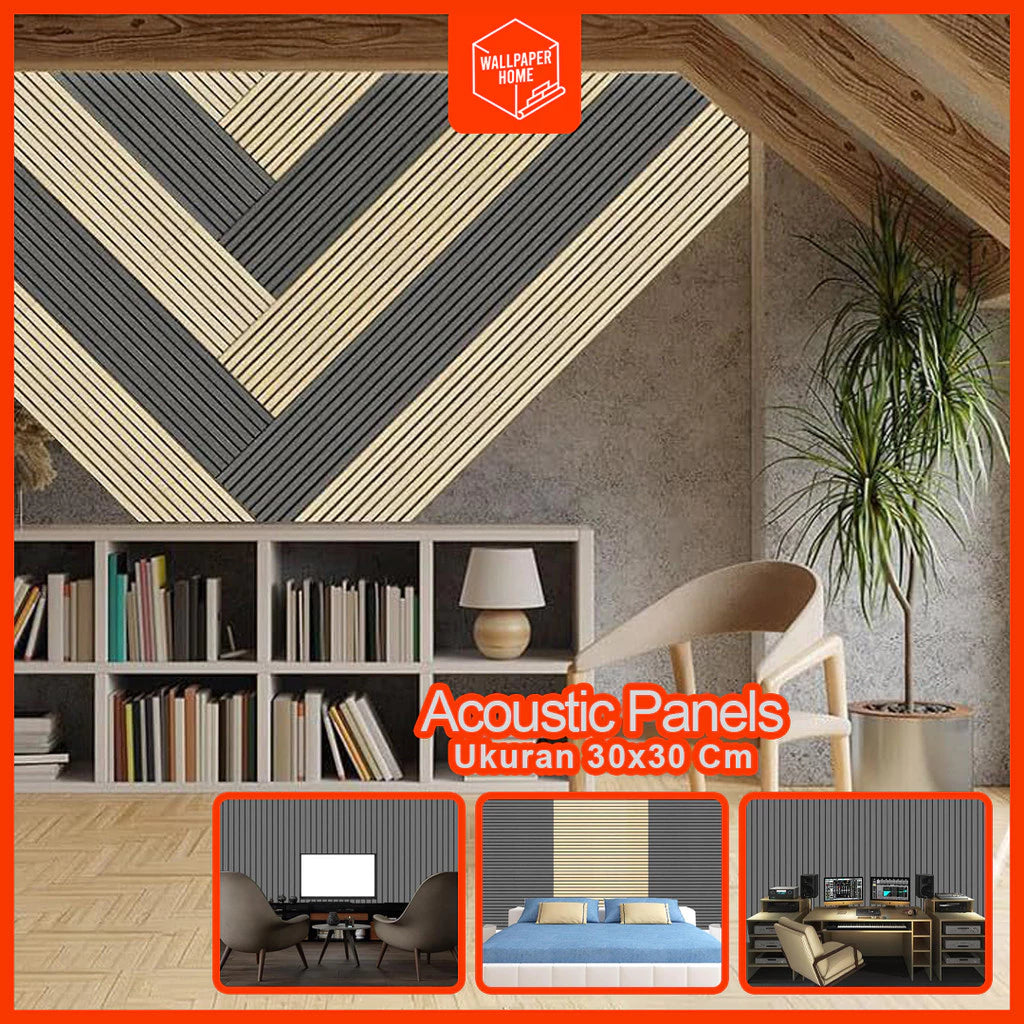 Hoptech - Wallpaper Dinding Peredam Suara Acoustic Panel Wall Sticker Dinding 3D Foam+pvc 30x30 & Tebal 0,5 Cm