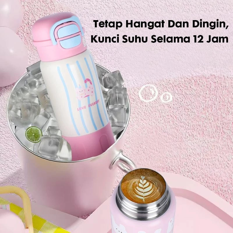 HOPTECH - 500ml Stainless Steel Tumbler Vacuum Thermos Drinking Bottle with Straw, Heat & Cold Resistant