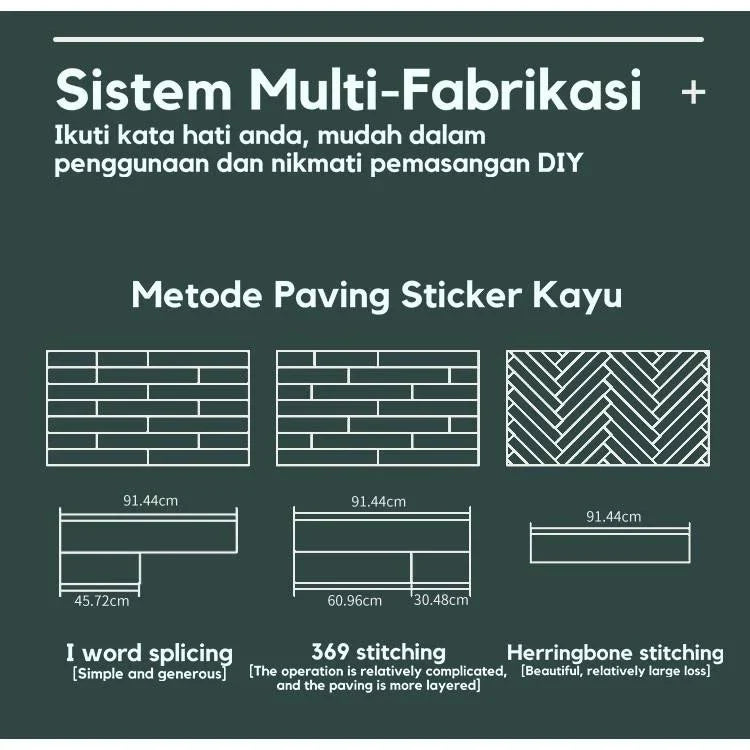 Hoptech - Wallpaper Vinyl Lantai ukuran 91.5 x 15.2 CM PERLEMBAR Self Adhesive TEBAL 1.2MM Lem