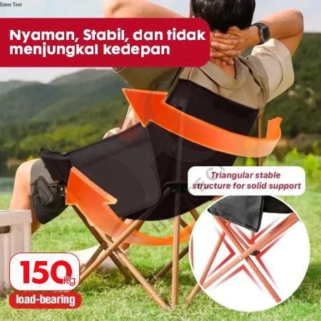 Kursi Lipat Sandaran Tinggi Dengan Sandaran Kepala Busa Kursi Camping Kuat/Lebar/Tebal Beban 150kg Outdoor Furniture Besi