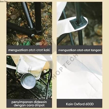 Kursi Lipat Sandaran Tinggi Dengan Sandaran Kepala Busa Kursi Camping Kuat/Lebar/Tebal Beban 150kg Outdoor Furniture Besi