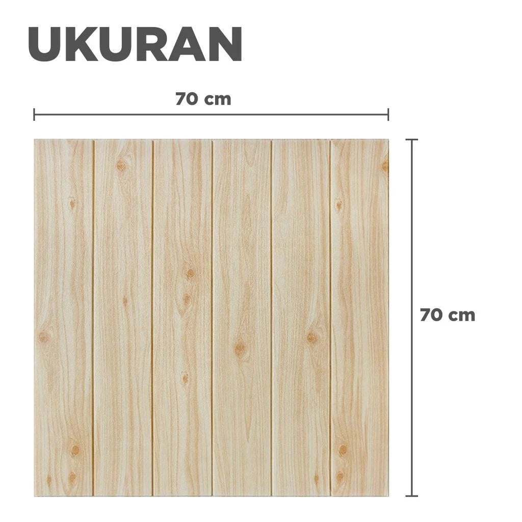 Wallpaper Dinding 3D Foam Motif Kayu ukuran 70x70 CM Self Adhesive 3D Timbul kertas stiker