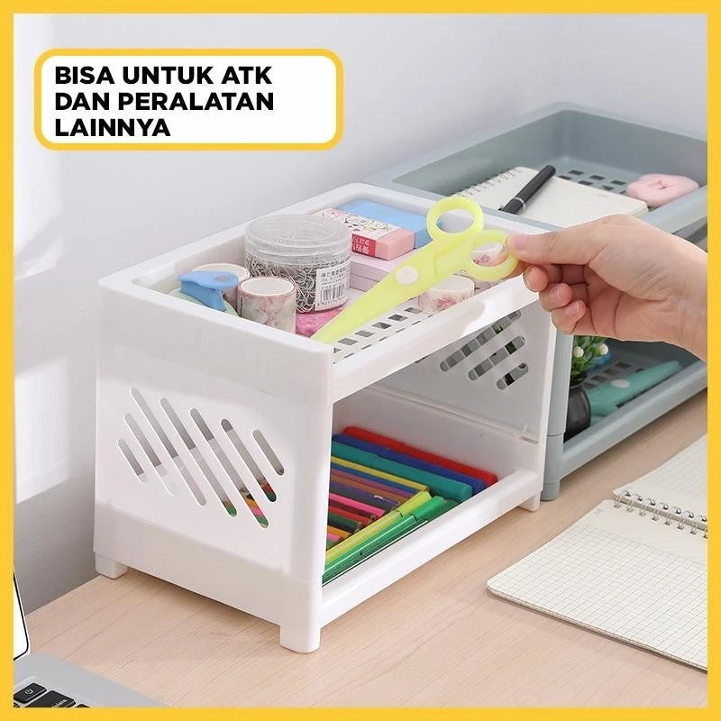 Hoptech - Multipurpose Portable Stacking Shelf | Space-Saving Multifunctional Storage Shelf