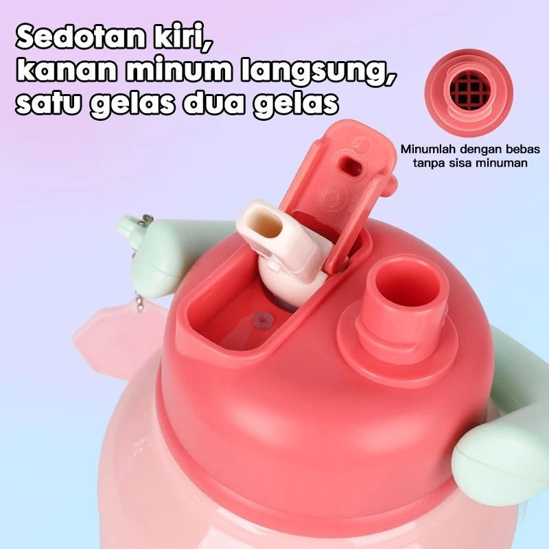 HOPTECH - Vacuum Thermos Stainless Steel 650ml Botol Minum Tahan Panas Tumbler Handle Linlin Tritan