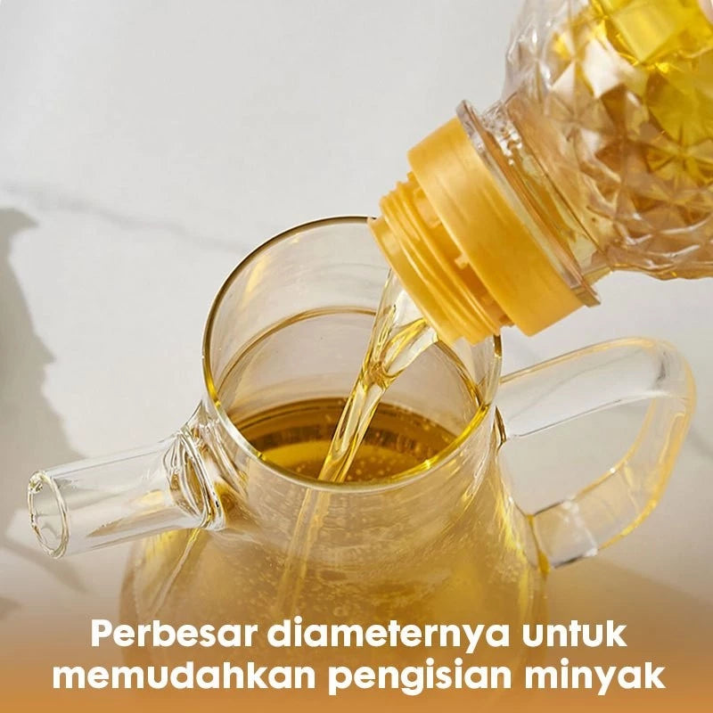 HOPTECH - Botol Minyak Kaca 1000ml Borosilicate Glass Oil Pot Tempat Penyimpanan Minyak Heat Resistant