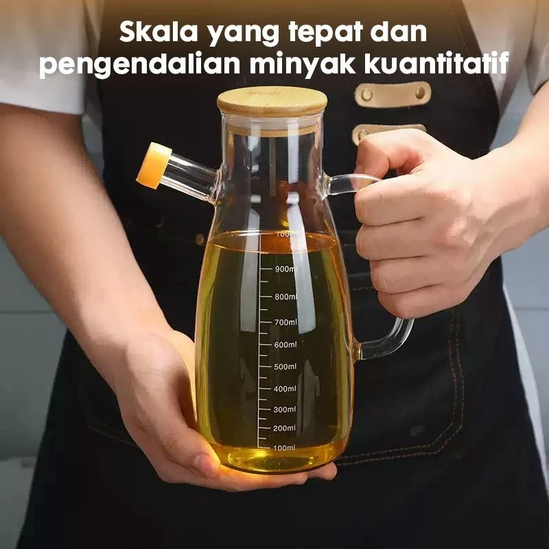 HOPTECH - Botol Minyak Kaca 1000ml Borosilicate Glass Oil Pot Tempat Penyimpanan Minyak Heat Resistant