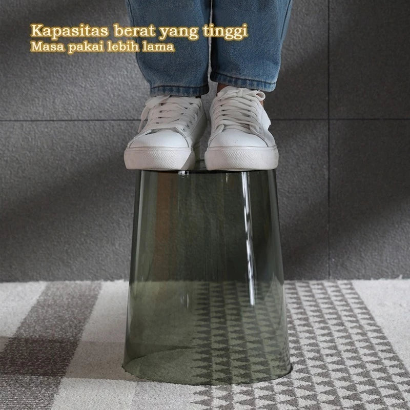 Hoptech - Tempat Sampah Transparan 12L Aesthetic, untuk Meja, Kantor, Kamar Mandi & Dapur
