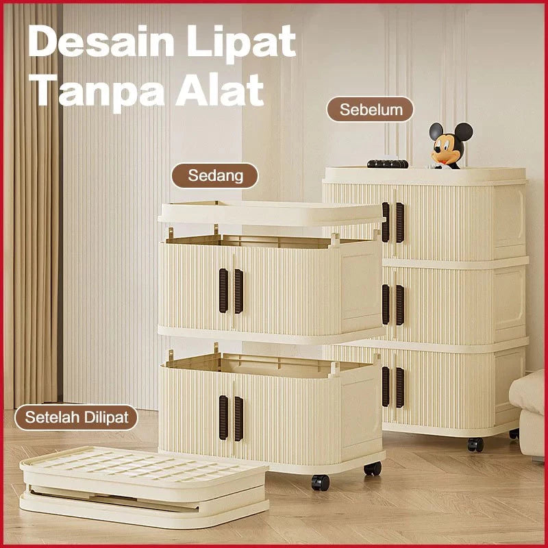 2-5 Layers Folding Plastic Wardrobe with Sliding Door Multipurpose Clothes Storage Wardrobe Storage