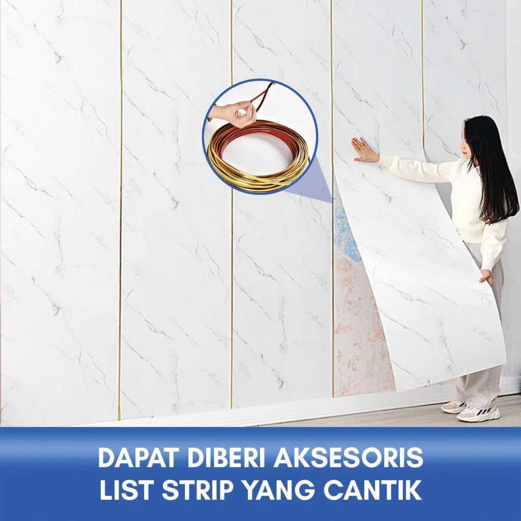 Hoptech - Wallpaper Dinding Motif Marmer Vinyl Waterproof 60x244cm PET Foam Roll Sticker Dekorasi